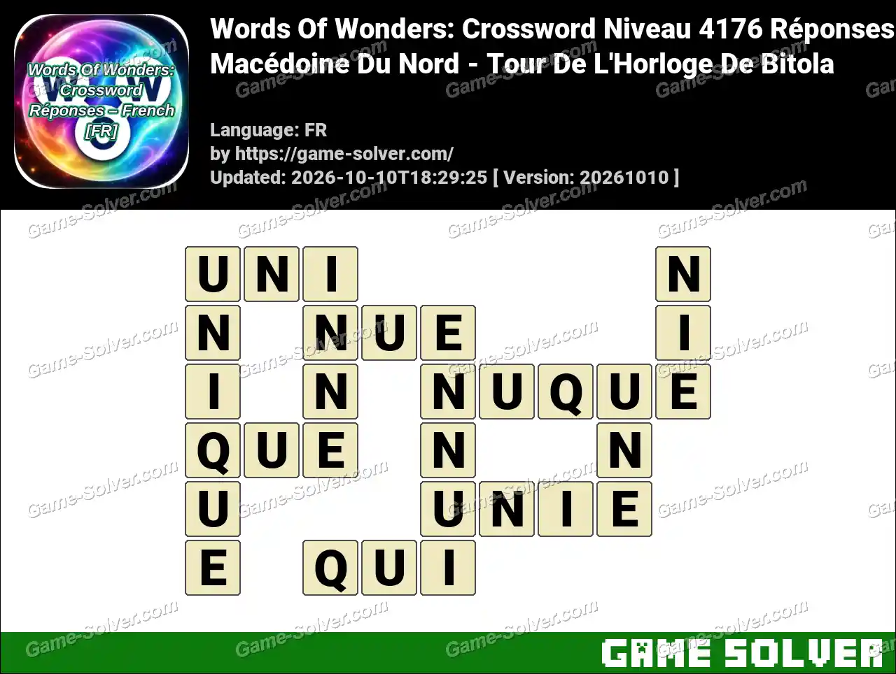 Words Of Wonders: Crossword Niveau 4176 Réponses – Macédoine Du Nord – Tour De L’Horloge De Bitola